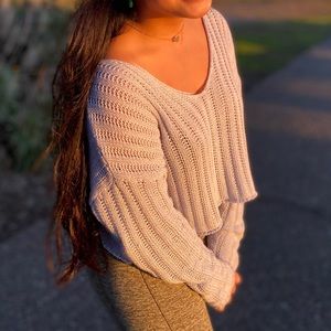 Forever 21 Baby Blue Cropped Knit Sweater